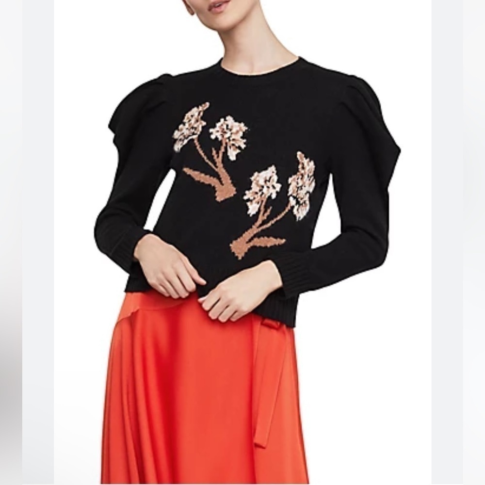 BCBGMAXAZRIA Iris Draped Puff Long Sleeve Sweater Size M